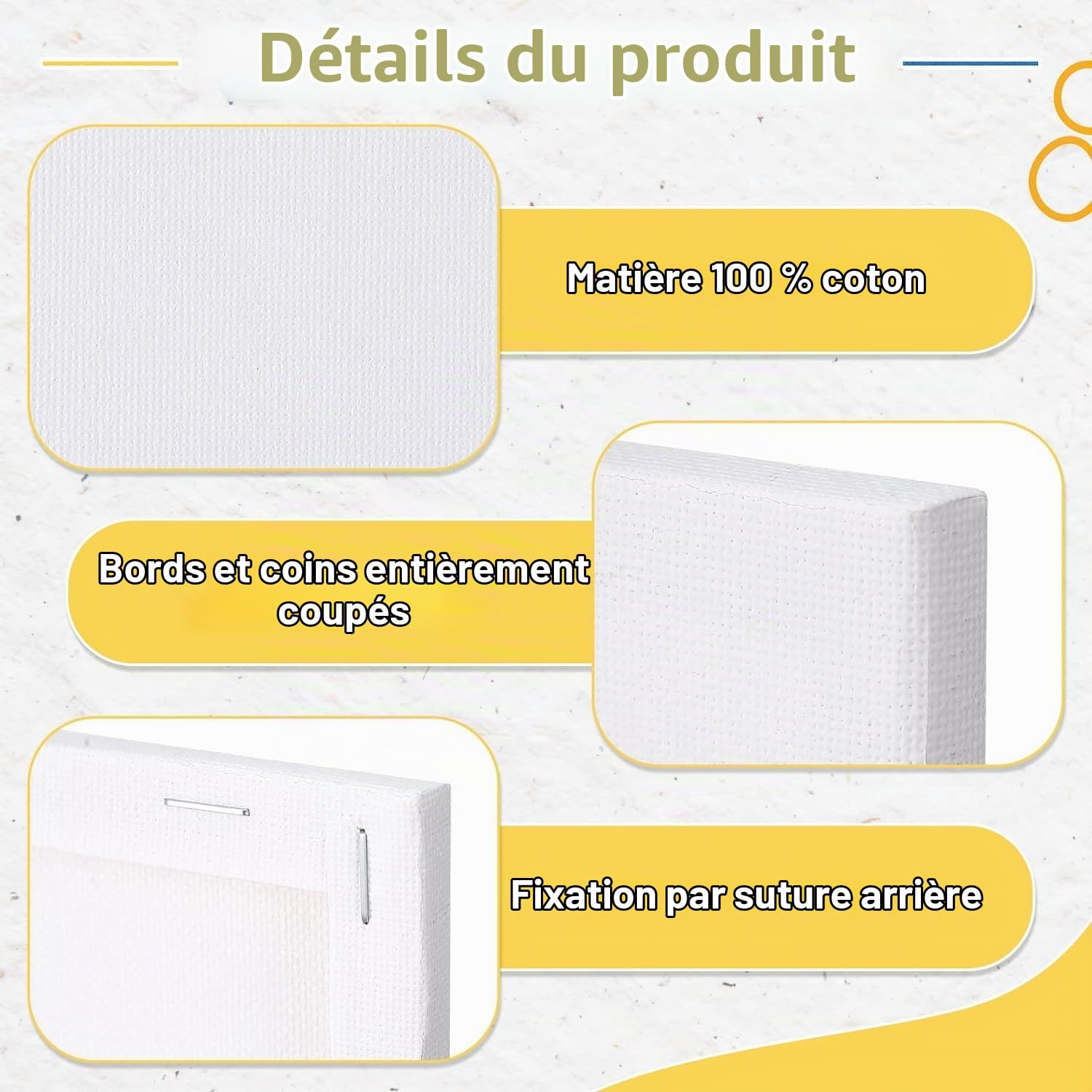 Lot de 50 Toile à Peindre 10x10cm,Coton Toile Vierge Pré-Étirée,pour peinture adolescents art enfants bricolage huile acrylique