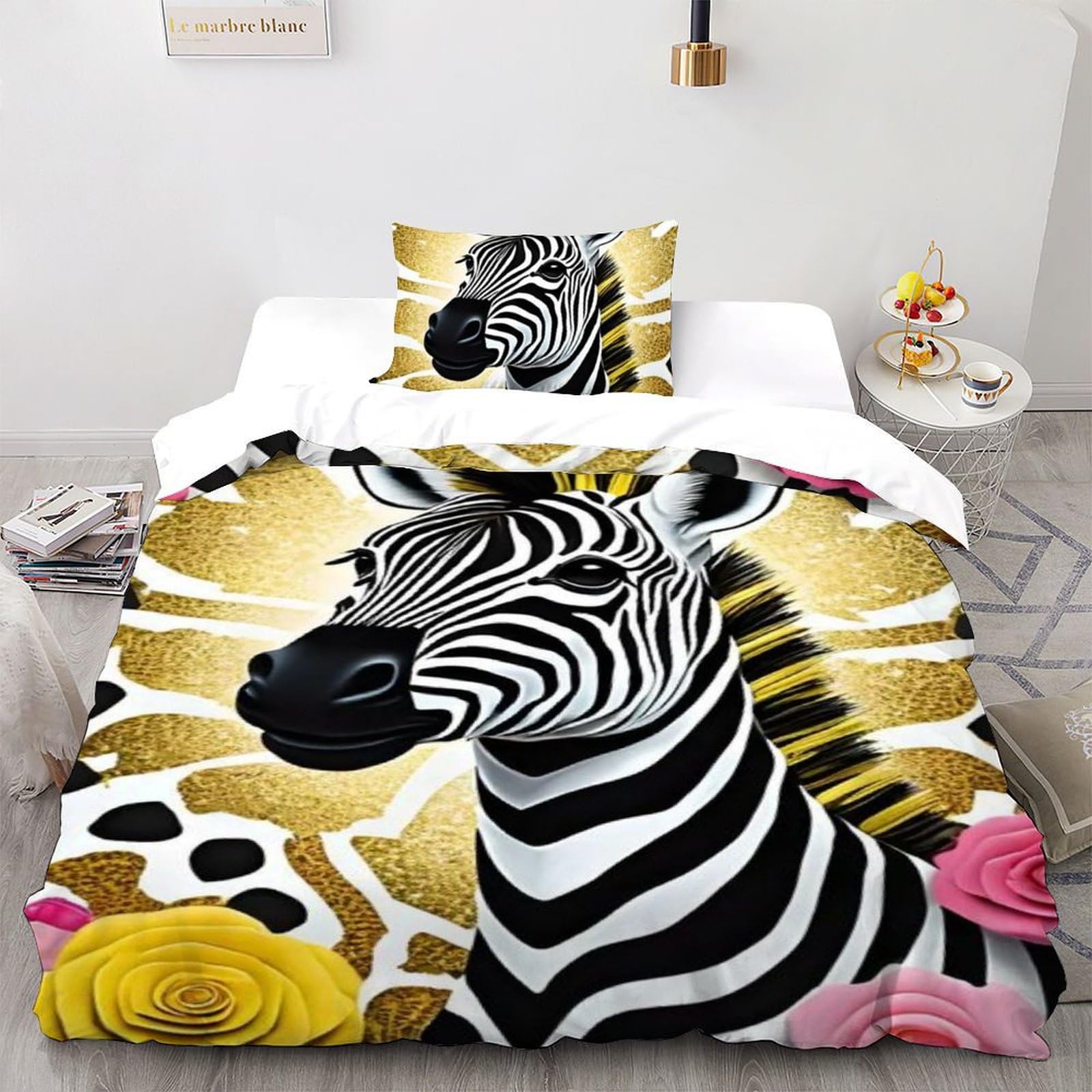 Housse de couette zèbre enfant en microfibre douce 135x200cm