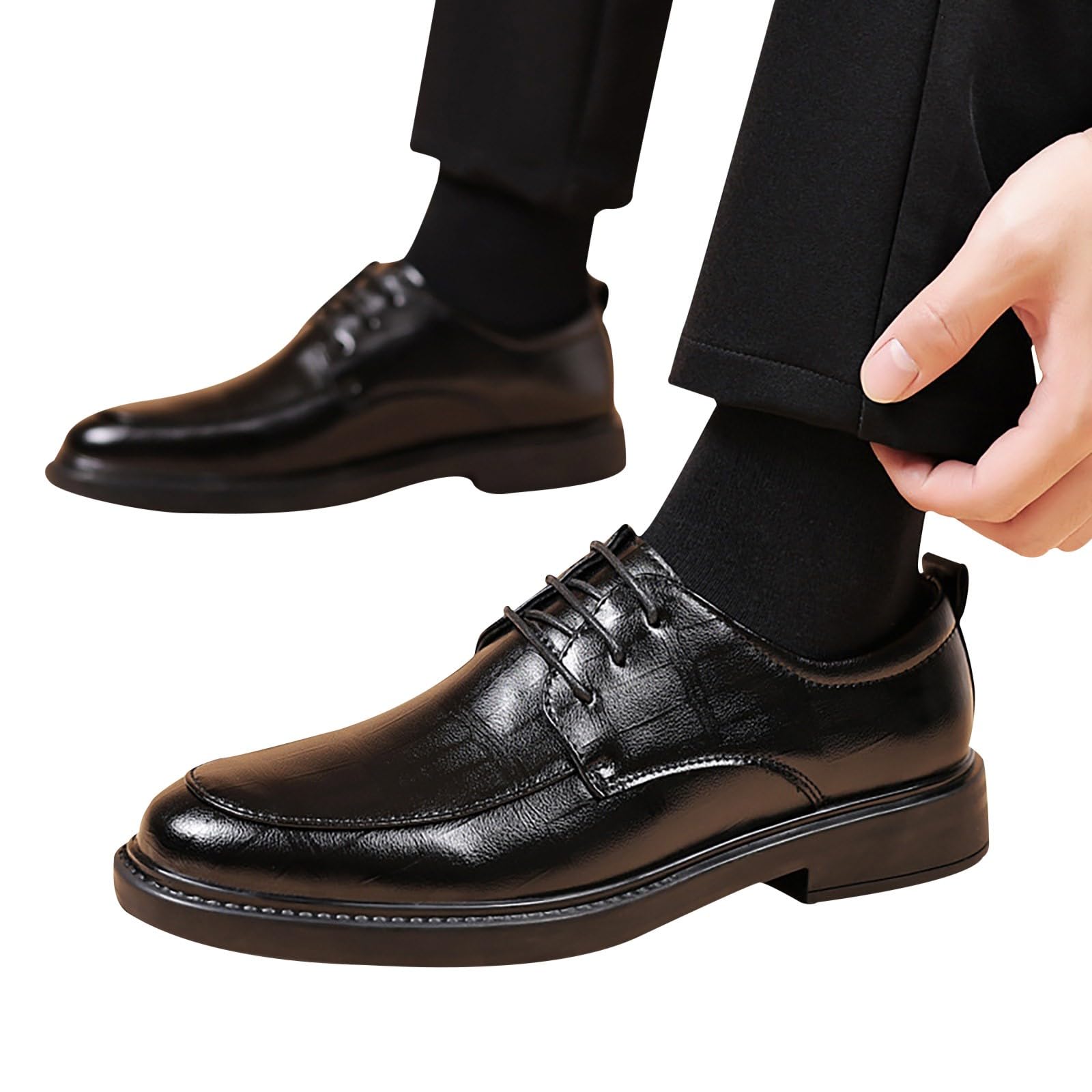 Scarpe eleganti eleganti da uomo con lacci, stile Oxford, Nero , 39.5 EU