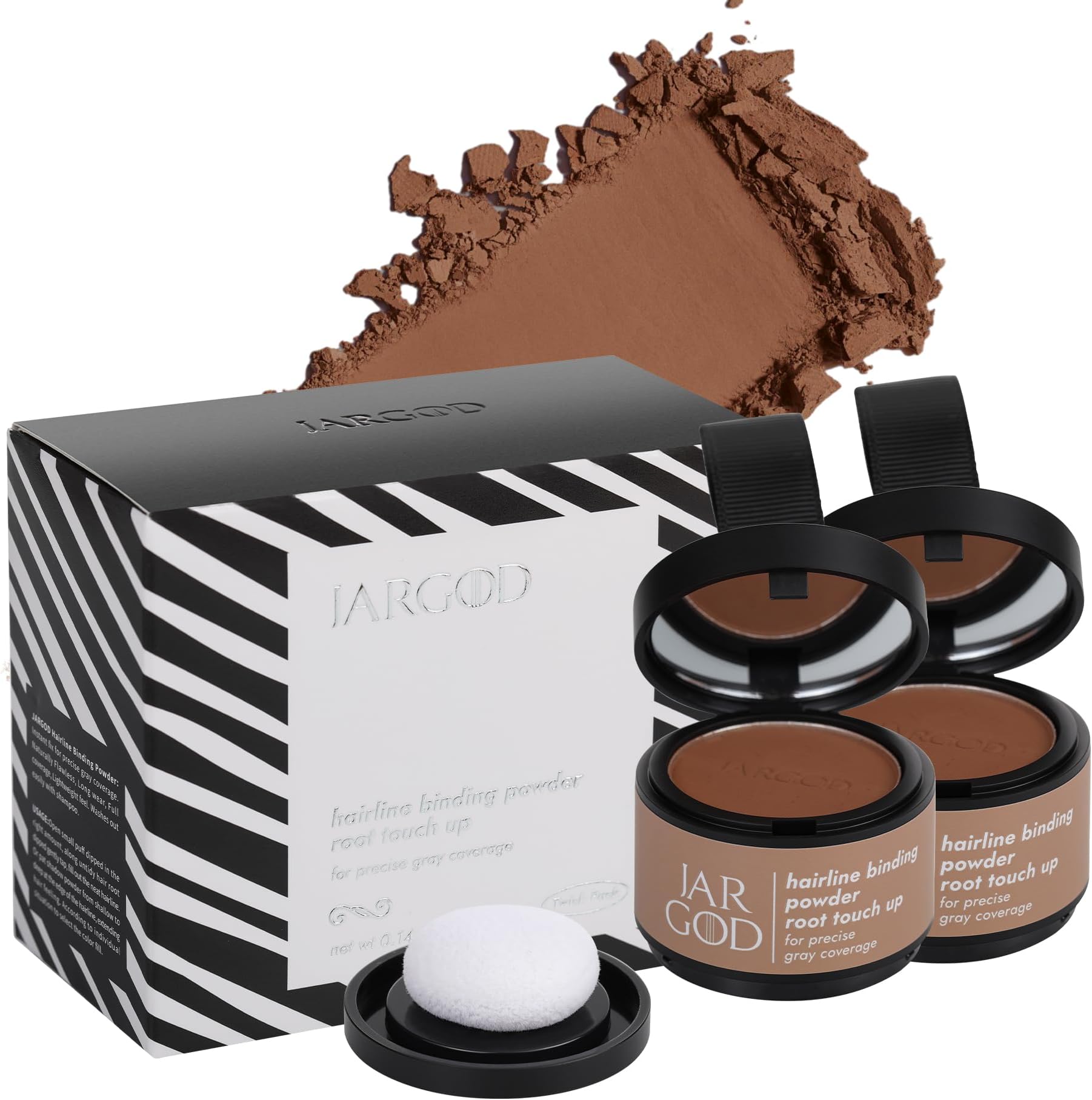 Hairline Powder Root Touch-Up Temporary Concealing Powder for Women & Men, Instant Gray Coverage, Auburn, Pack of 2