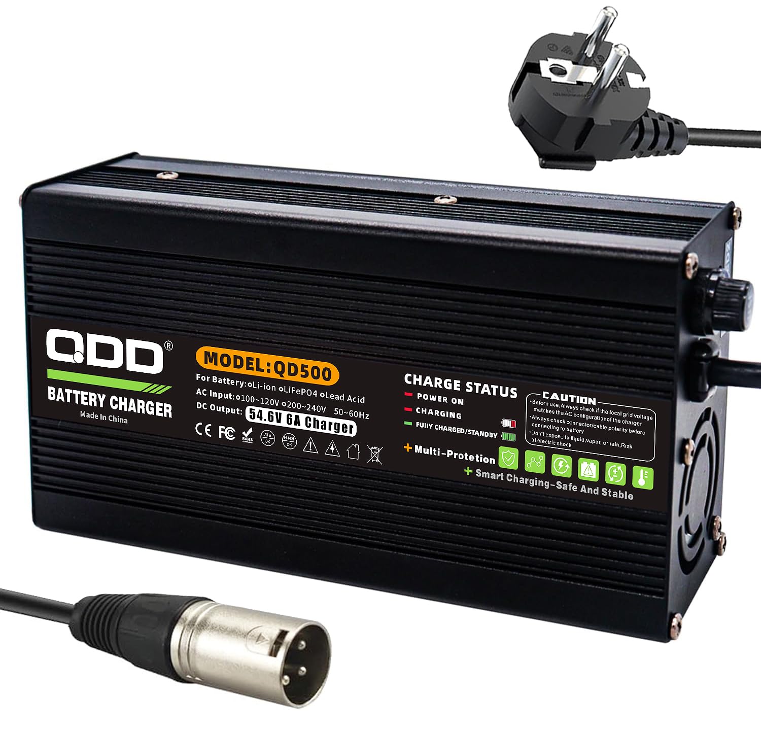 QDD 54,6 V 6 A ładowarka 48 V akumulator litowo-jonowy Smart ładowarka do akumulatorów litowych 13S 48 V z 3-biegunową wtyczką XLR