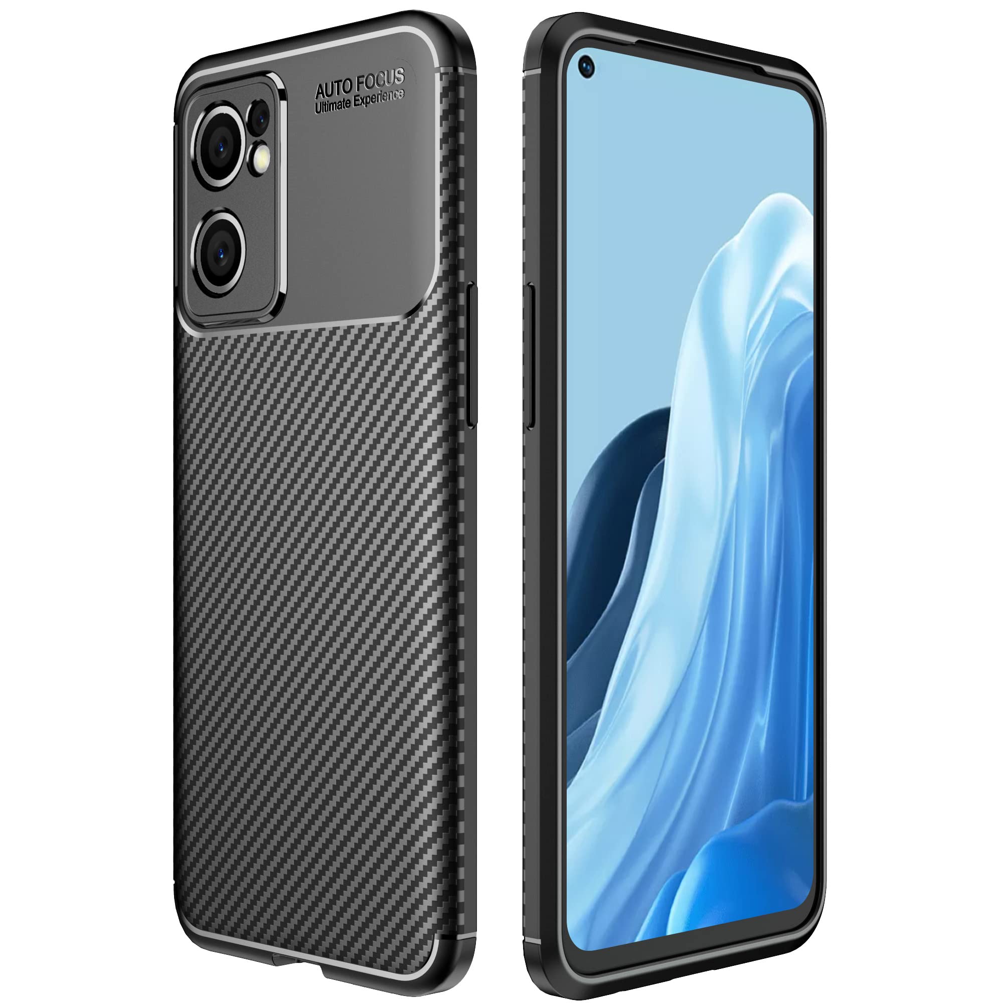 Custodia Per Oppo Find X5 Lite/Reno7 5G In Silicone Con Antiurto 360° – Cover Carbon Fibroso, Antiscivolo E Anticaduta, Ricarica Wireless (Nero)
