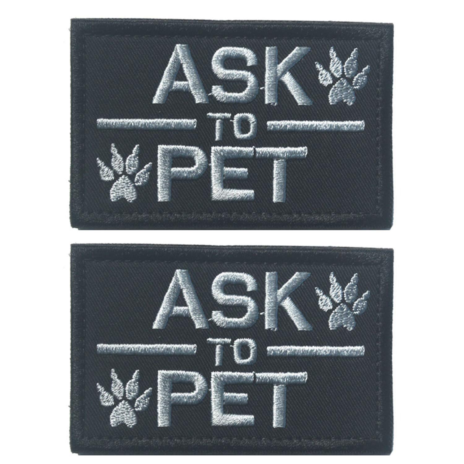 2 Pack Homiego Ask to Pet Embroidered Tactical Morale Patch Badge for Dog Harness & Vest