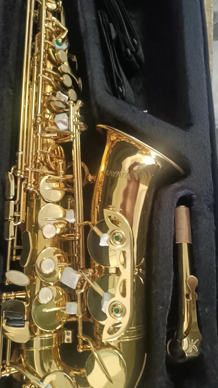 Eb Alto Saxophone with F# Key, Canvas Case, Gloves, Reeds, Carekit(Gold Lacquer)