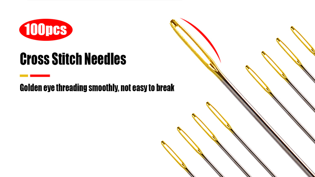 Amazon.com: 100pcs Cross Stitch Needles + 2 Needle Threader Golden