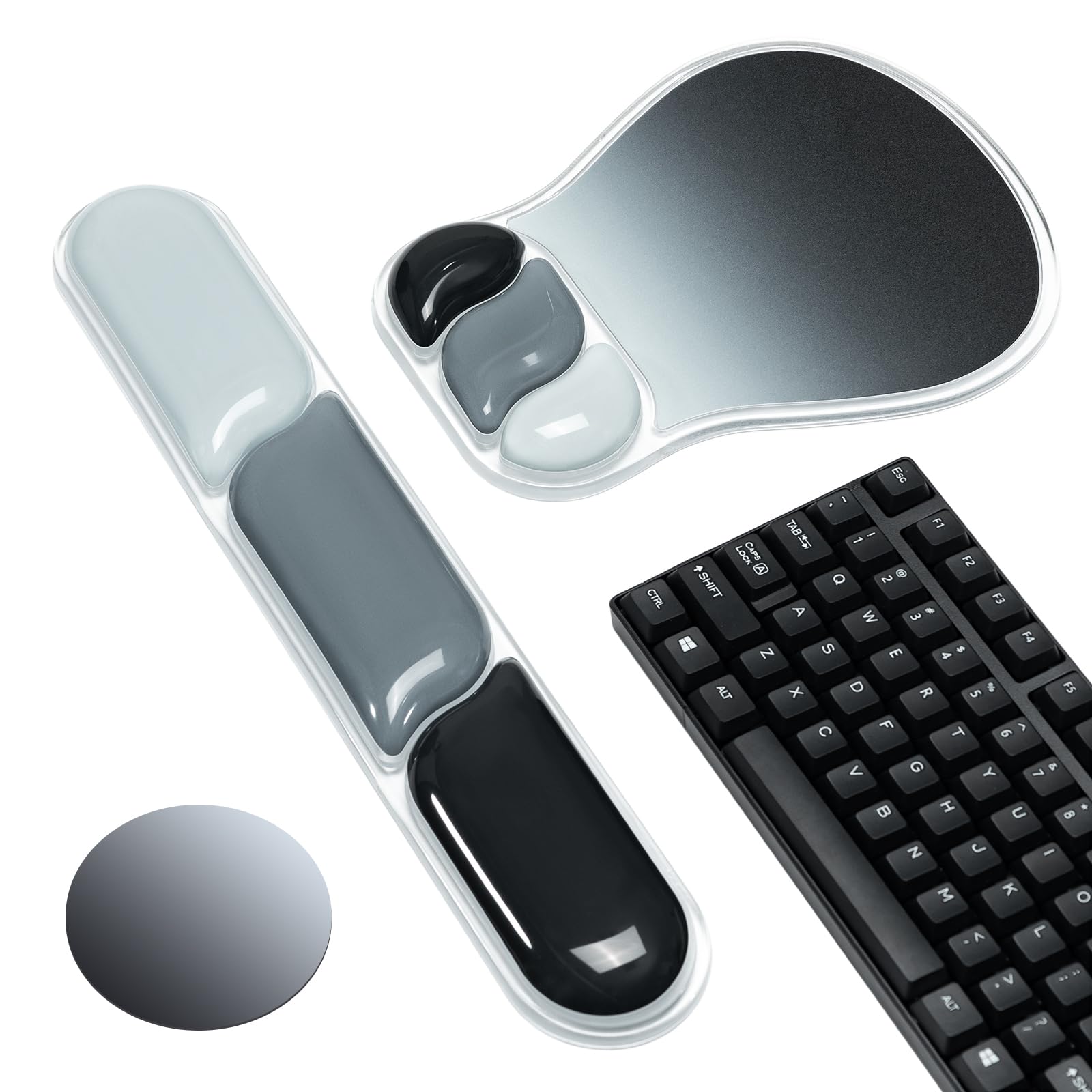 Ospelelf Mouse Pad with Wrist Rest Set Gel Ergonomic Keyboard Wrist Support Anti-Slip Rubber Bottom Office Women Desk
