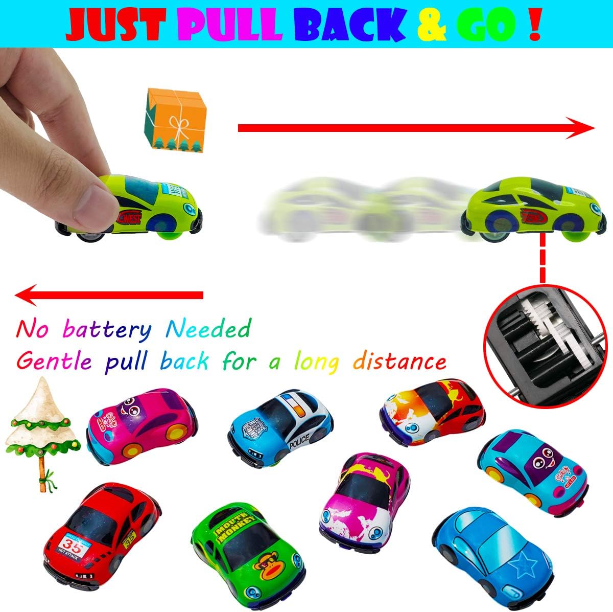 Tockrop 30 PCS Pull Back and Let Go Racer Cars Toys Bright Color Back Cars - Pack of 30 - Assorted Car Colors - Perfect Easter Egg and Pinata Filler
