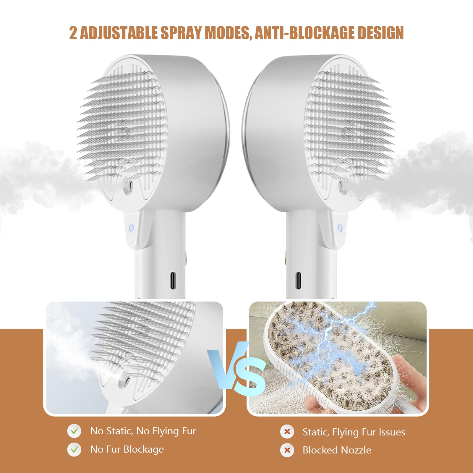 Spazzola a Vapore per Gatti 4 In 1 Spazzola Vapore Gatti Spazzola per Cani Spazzola Capelli per Massaggio,Cura e Depilazione Steamy Cat Brush Spazzola Gatto con Vapore per Gatti Capelli Lunghi Corti