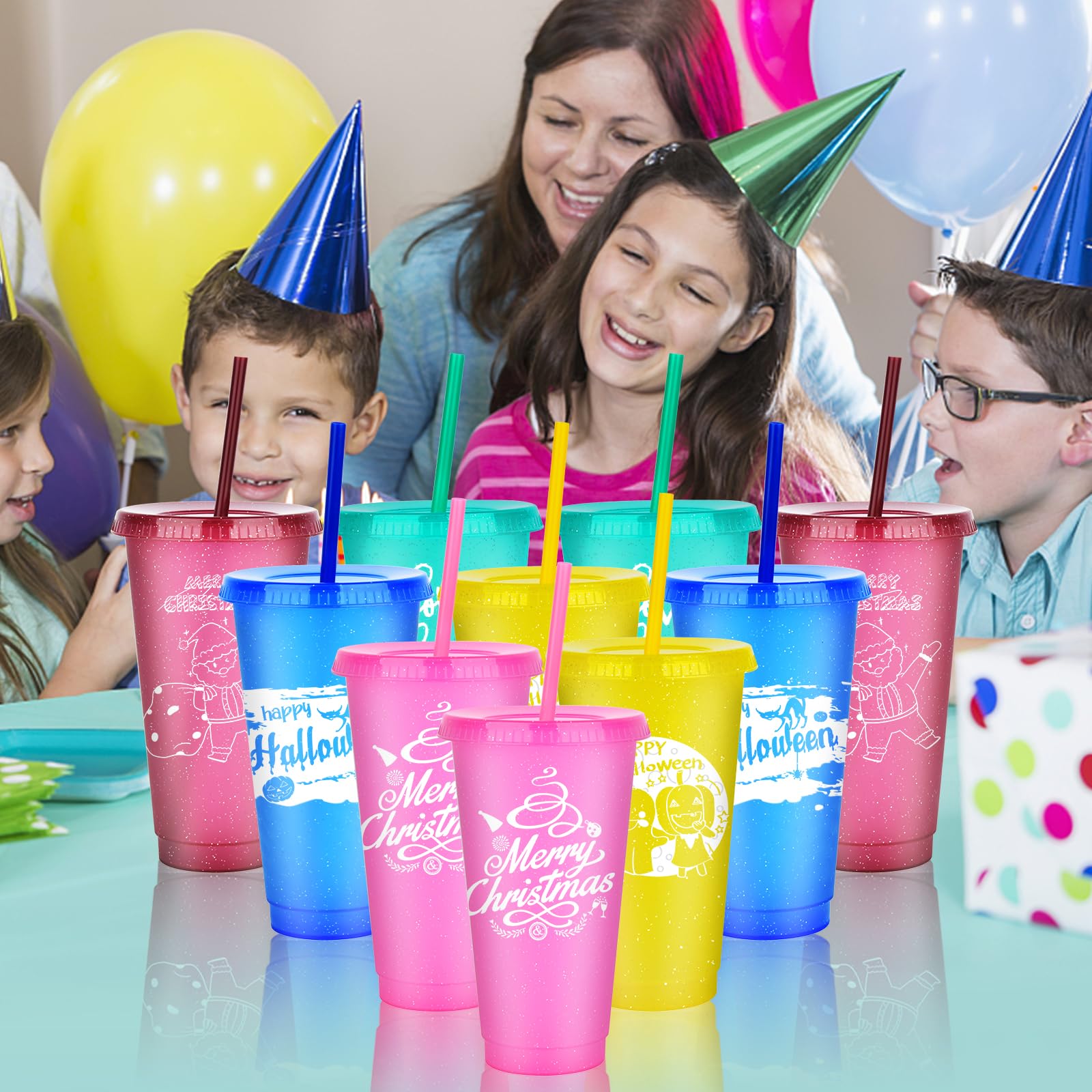 NUZEKY Gobelets En Plastique Réutilisables Avec Pailles Et Couvercles : 473,6 G 10 Pièces Tasse à Café Glacé Froid Gobelets Colorés En Vrac U2013