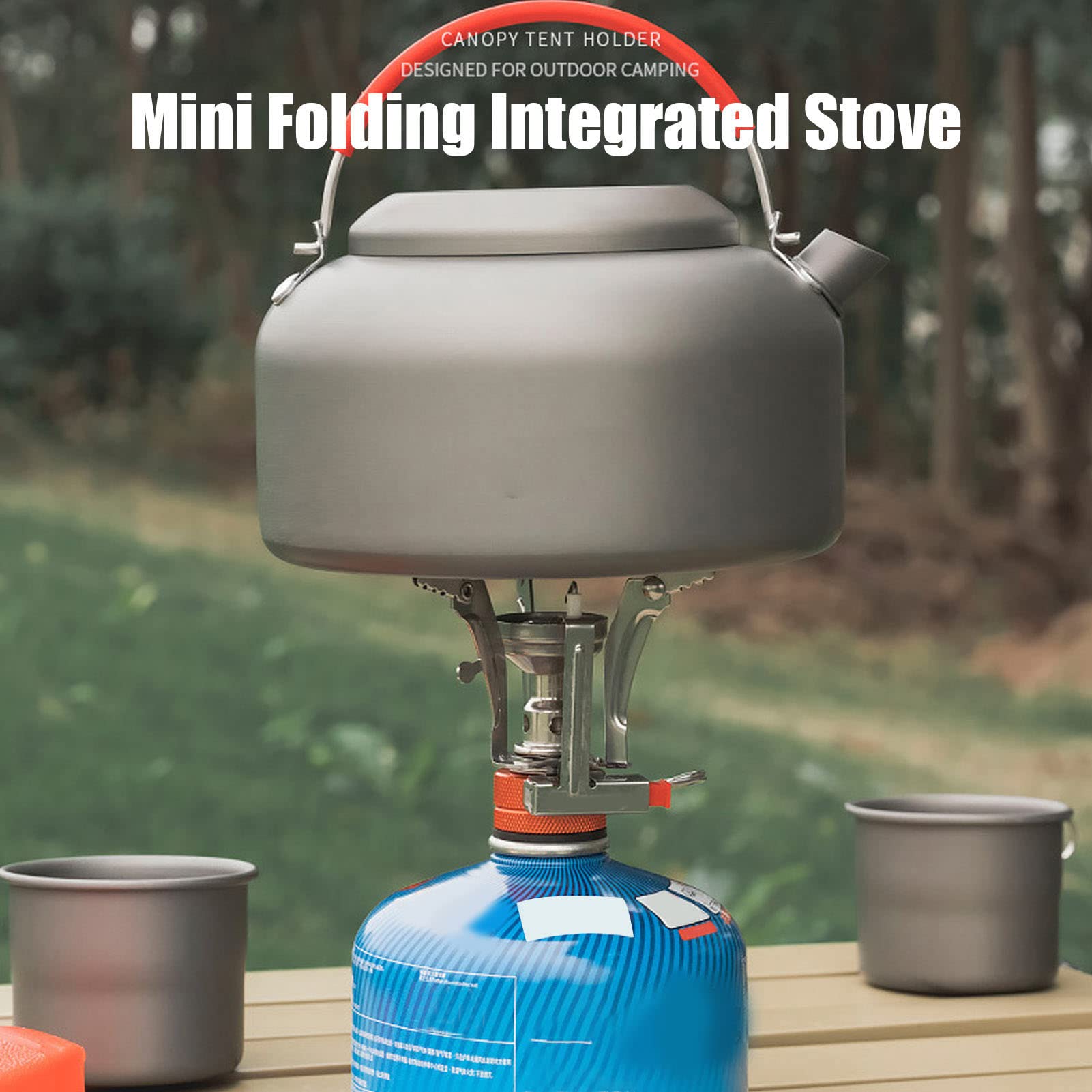 304 Stainless Steel Adjust Portable 3000W Mini Camping Stove and Stable Support Wind Resistant Camp Stove, Backpacking Stove, Pocket Stove Outdoor Supplies for Camping Hiking Cooking