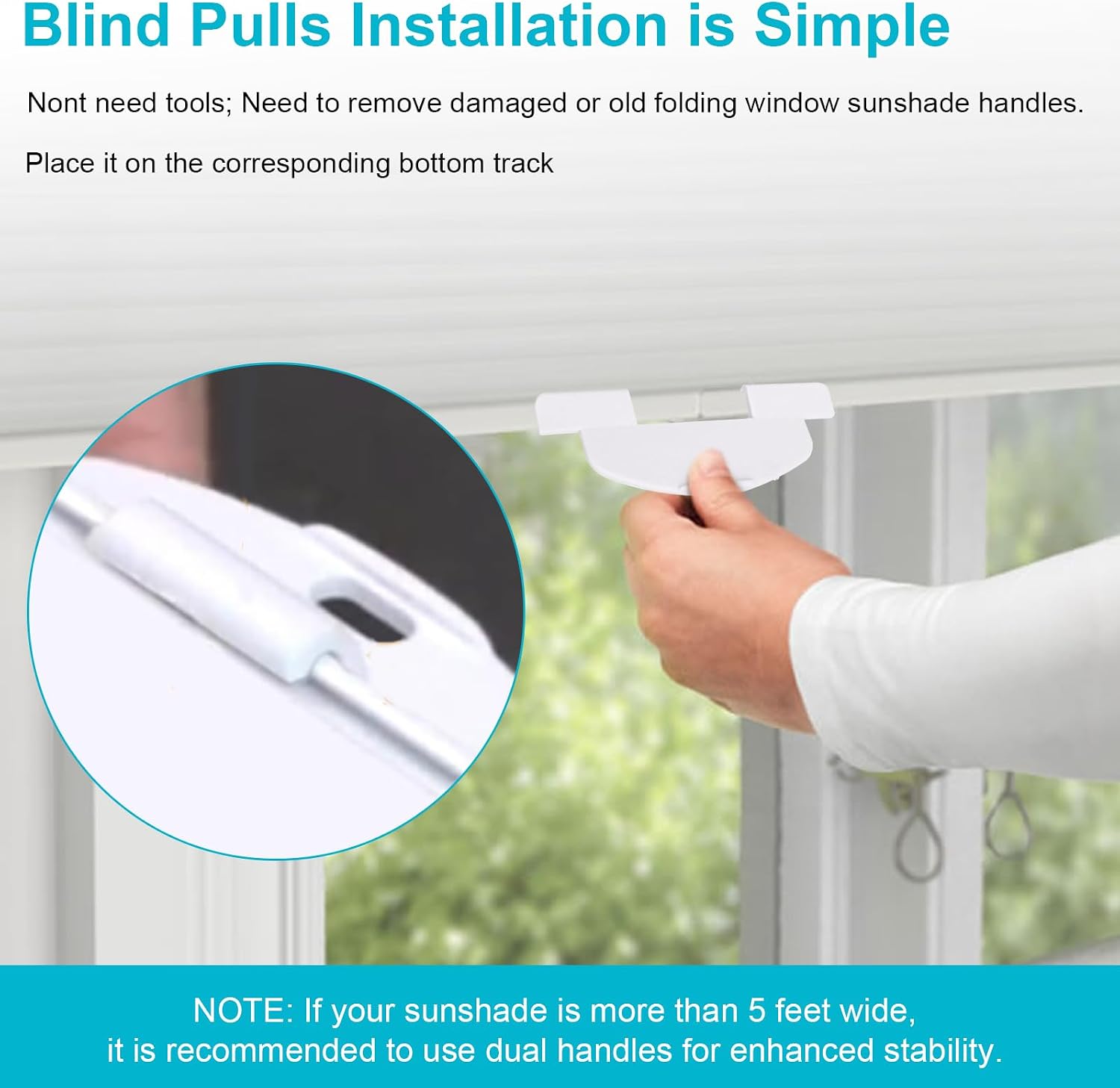 Lite Rise Handles Blind Pulls Replacement Parts for Cordless Honeycomb Cellular Shades Compatible with Hunter Douglas Duette, for Applause Shade for Alta, for Comfortex, for Turnils 2 Pack