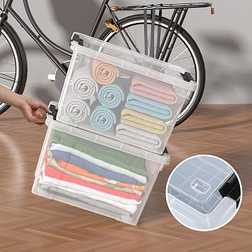4-Pack 22 Quart Rolling Storage Bins with Lids & Wheels