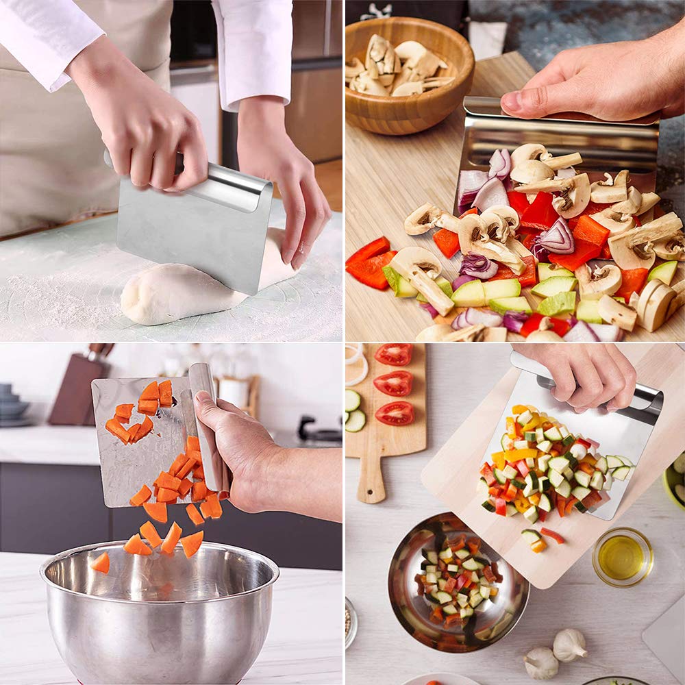 Raschietto Per Pasta In Acciaio Con Manico Legno - 2 Pezzi Per Impasto E Pizza - Foto 7