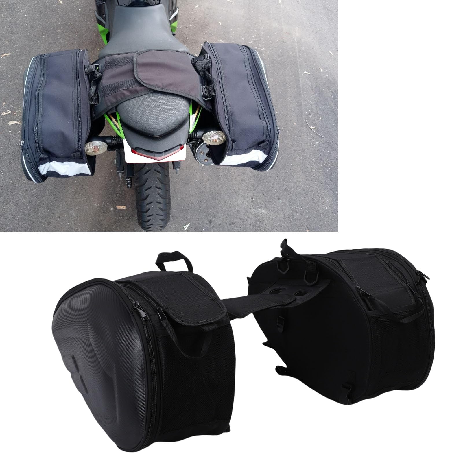 Fabater Sakwy Motocyklowe, 36L do 58L Torby Podsiodłowe o Zwiększonej Pojemności Motocykle, Odpinana Torba na bagaż Motocyklowy Boczna Torba Motocyklowa, Uniwersalne Akcesoria