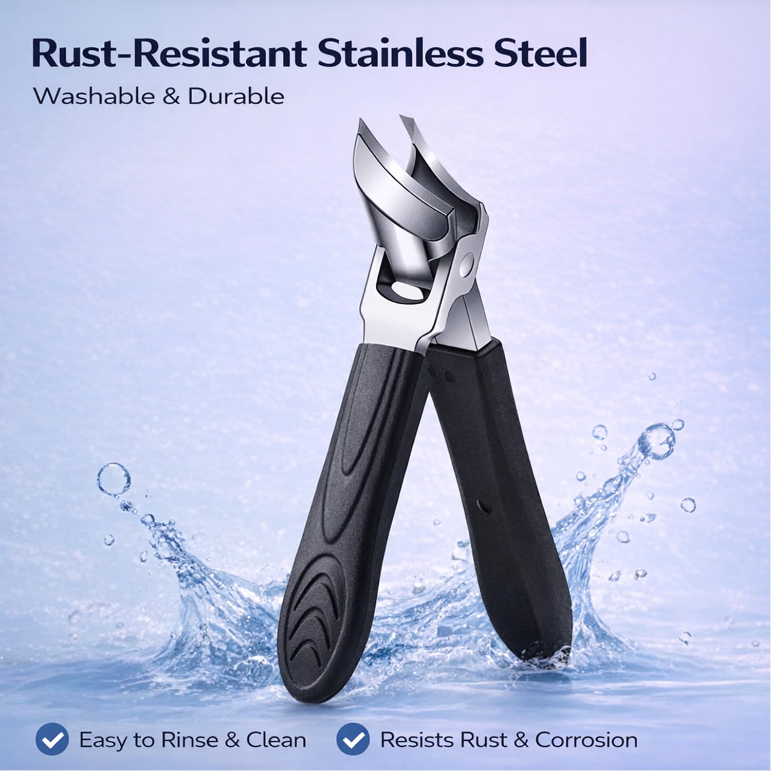 Wide Jaw Opening Slanted Nail Clippers 16mm Anti-Splash Angled Toenail Clippers with Non-Slip Handle Rust-Resistant Nail Tools for — view 7