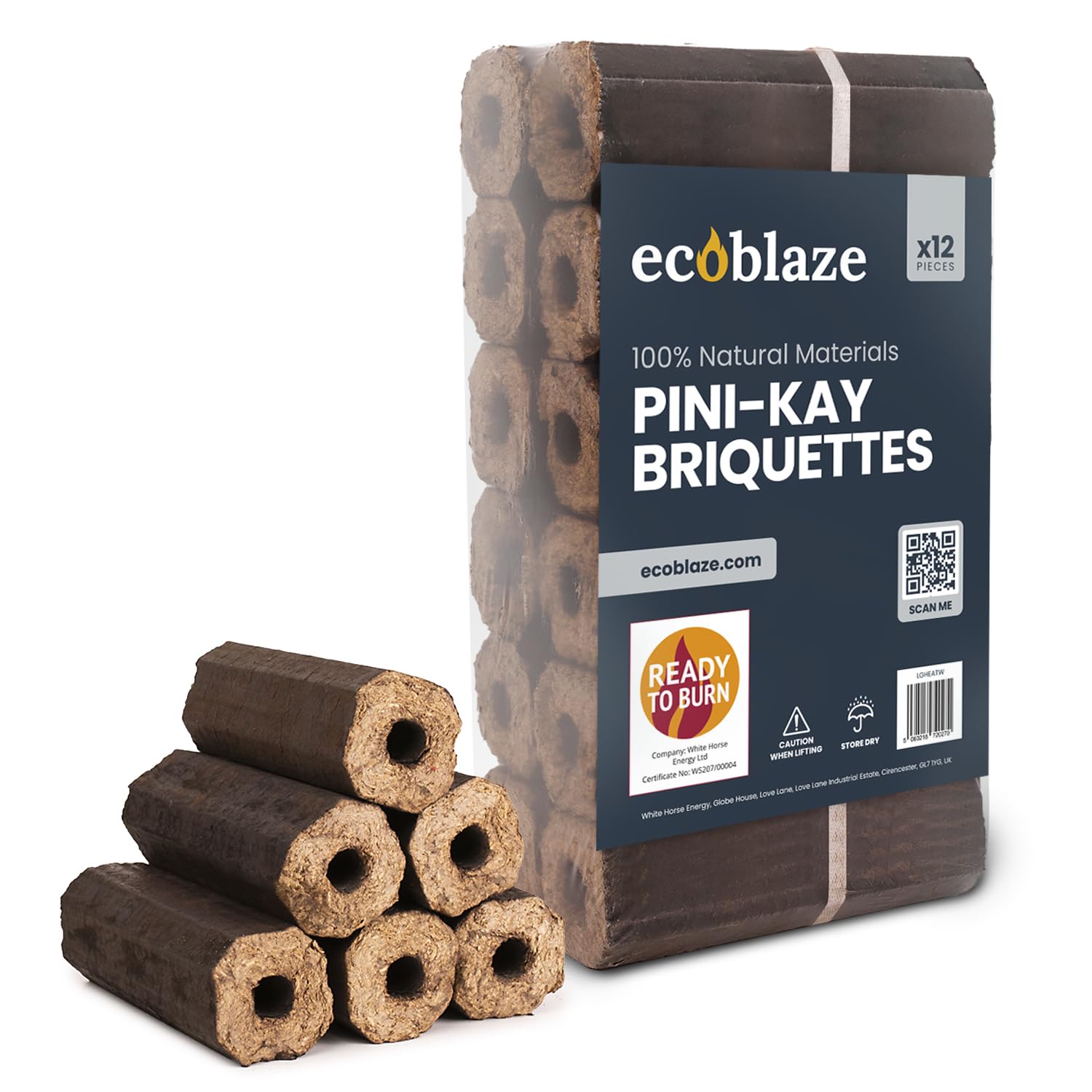 Ecoblaze Brown Pini Kay 10Kg Fire Logs For Wood Burner, Heat Logs, Firewood, Firelogs, Fire Wood For Log Burner