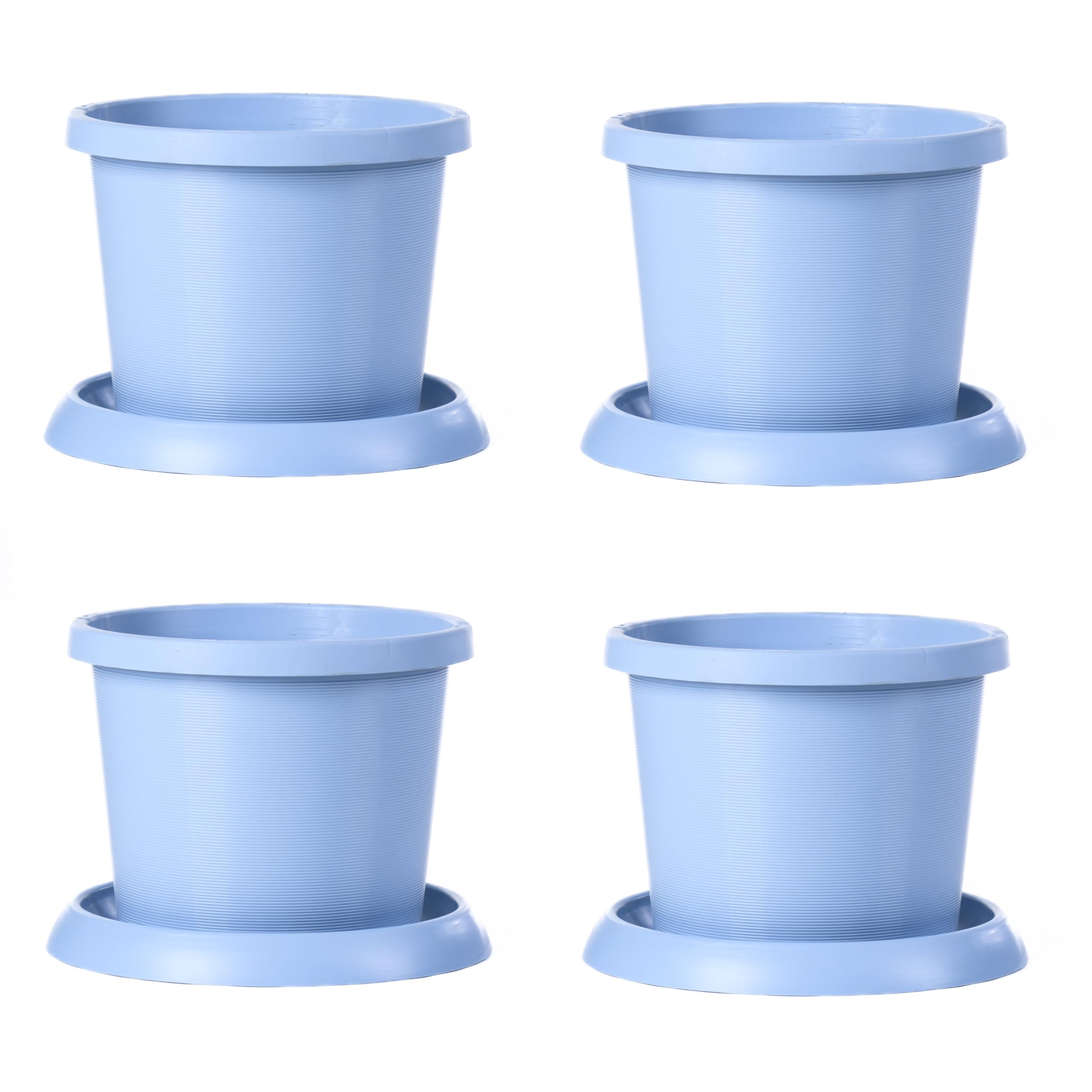 Garden Gear Mayan Blue Flowerpot With Saucer, 42Cm, Weatherproof Recycled Plastic, Drainage Holes (4)