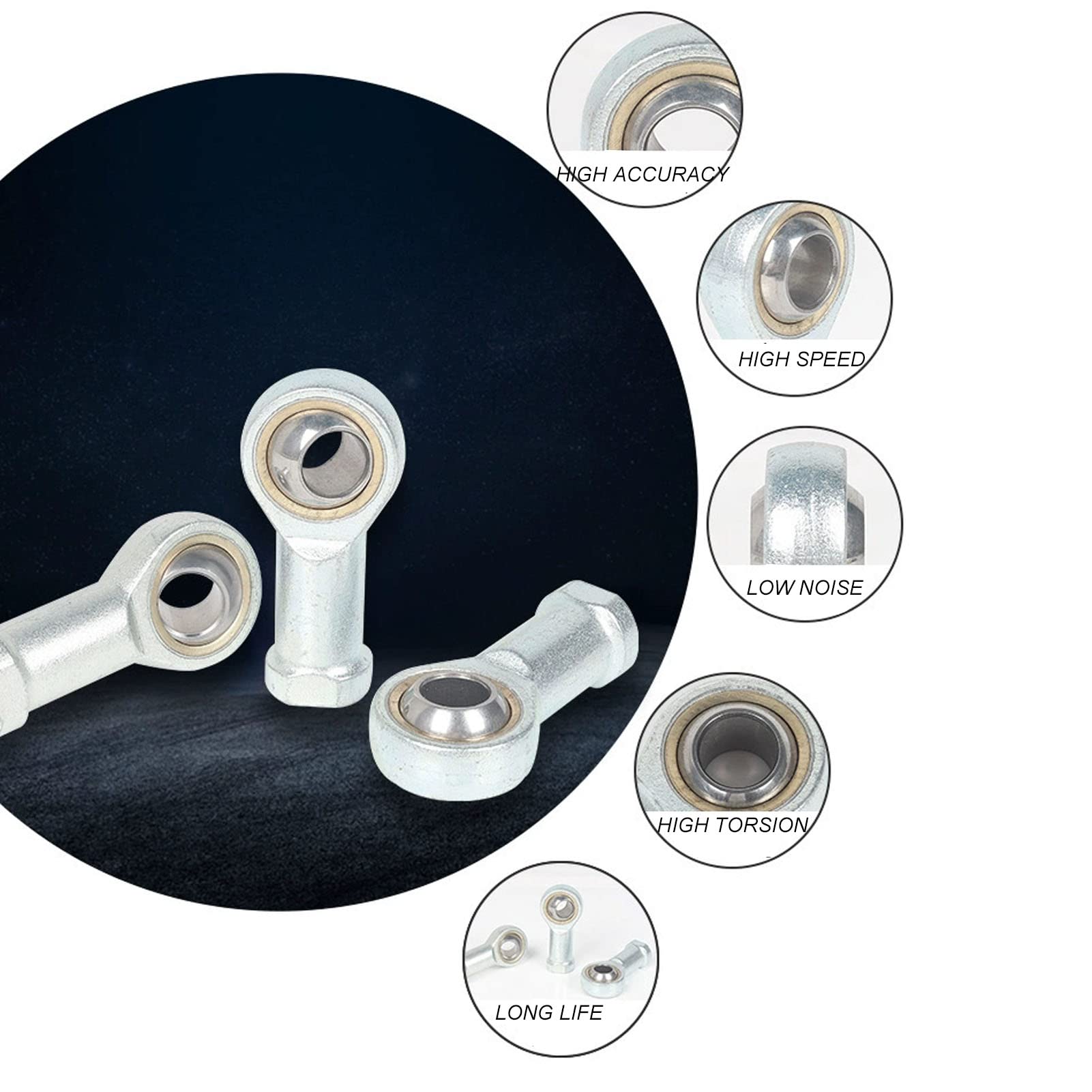 Roulement à Filetage Femelle M10 x 1.5, 4 Embouts Métriques, Alésage 10mm, Haute Durabilité, pour Biellette de Direction Automobile, SI10T/K