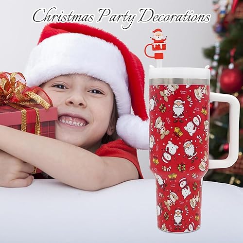 Miniatura 5 de Paquete de 6 fundas de popote de Navidad para popotes Stanley, tapas de paja Stanley de 0.4 pulgadas compatibles con vaso Stanley de 40 onzas con