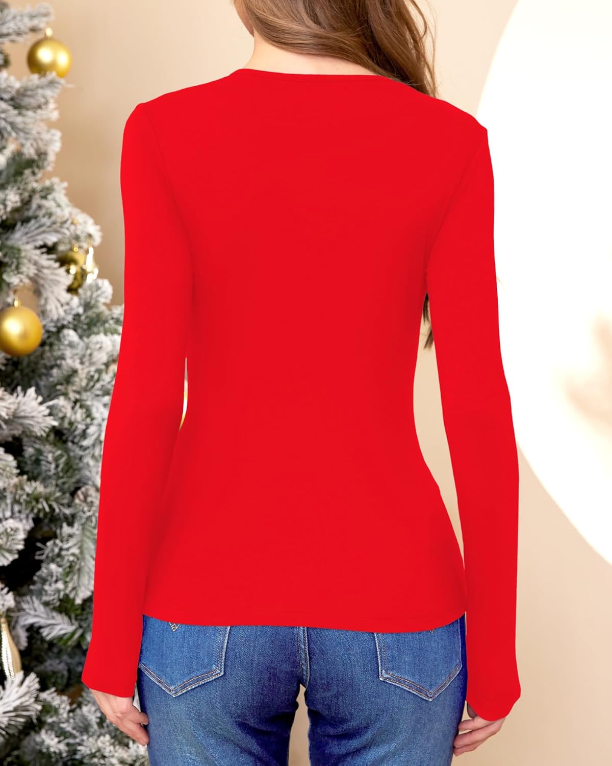 Womens Long Sleeve Tops Cut Out Front Ribbed Fitted Sexy Cute Casual Tops Tee Dressy T-Shirts Tshirt - Image 3