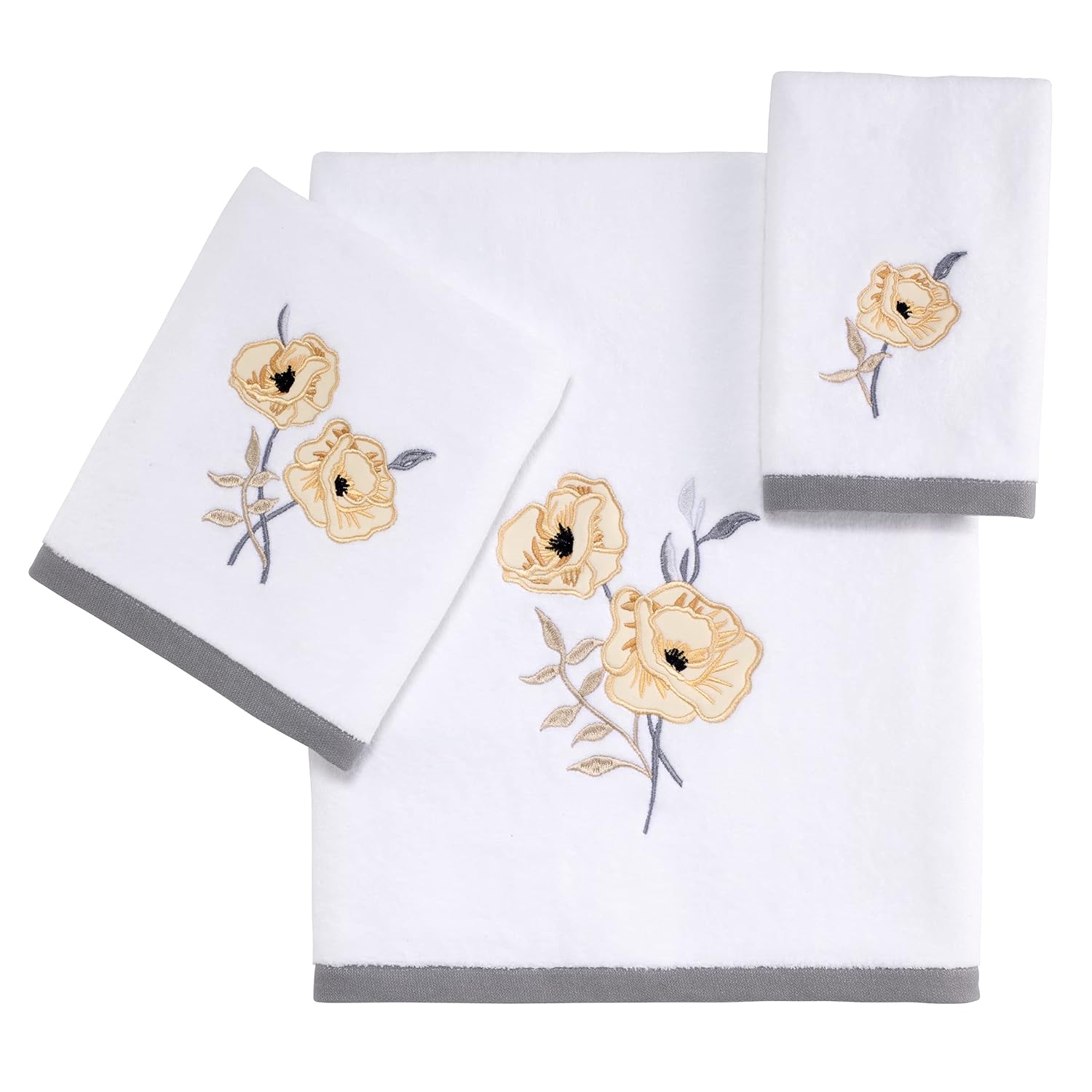 Avanti Linens - 3pc Towel Set Soft Absorbent Cotton Towels Marielle Collection White
