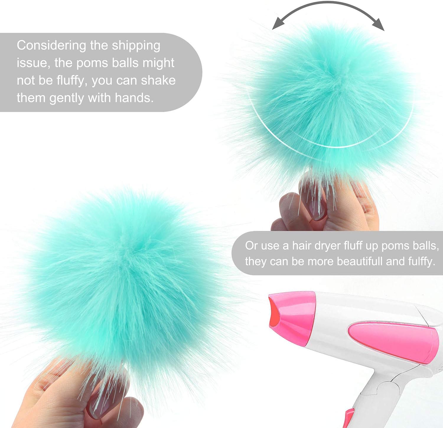 Coopay 24 Pieces Faux Fox Fur Pom Pom Balls DIY Fur Fluffy with Elastic Loop for Hats Keychains Scarves Gloves Bags Charms Knitting Accessories (Multicolor) - Image 3