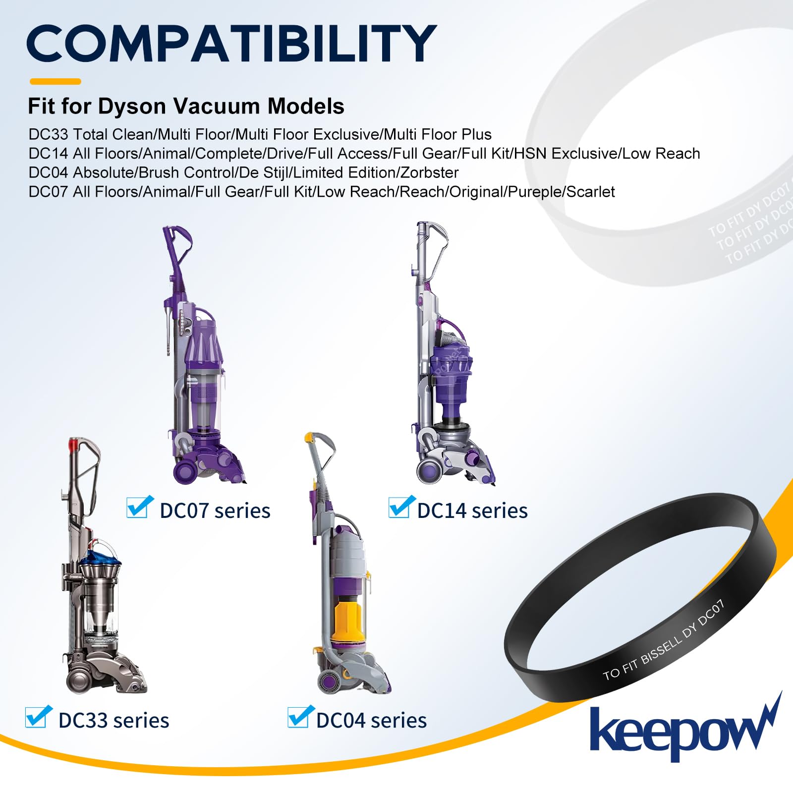 KEEPOW Clutch Belt Compatible with Dyson DC07 DC04 DC14 Vacuum Cleaners, Replace to DY-902514-01 & DY-02514-01(4 Pack)