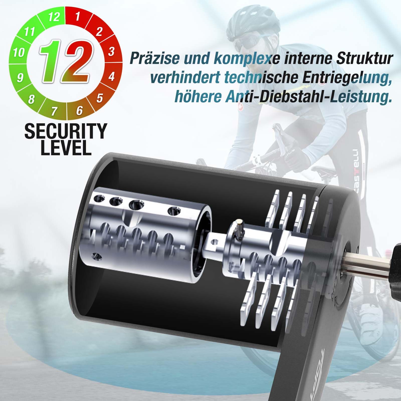 toptrek Antivol pliable vélo et moto - 100 cm de long - Avec support - Robuste - Peut supporter jusqu'à 1,5 tonnes de force de traction - Pour vélo électrique, trottinette, VTT et vélo de route