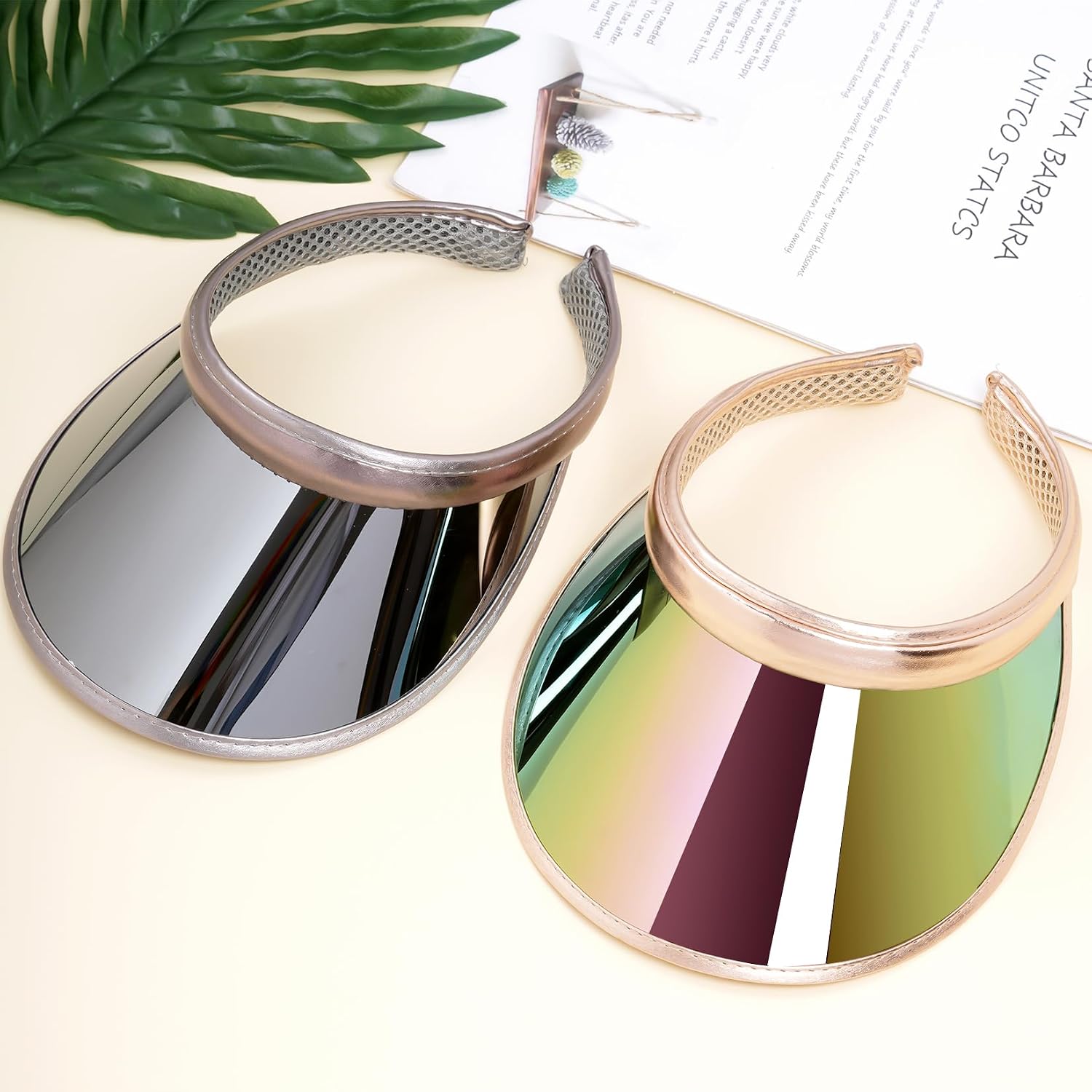 2 Pack Sun Visor Hats Women UV Sports Iridescent Multi Color Tennis Golf UPF Cap Headwear for Men Women Outdoor Summer Travel image 3