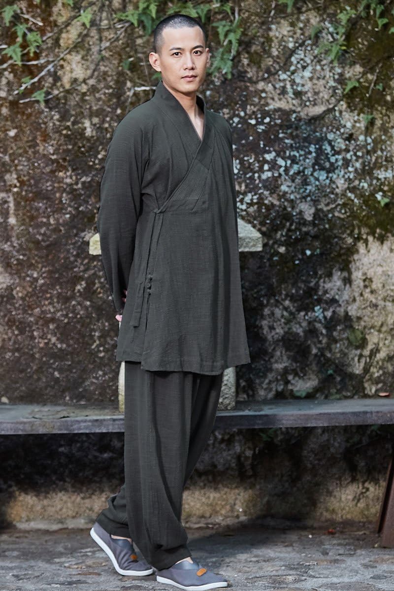ZanYing Zen Clothing Sets Monk Buddhist Outfit Long Shirt Wide Leg Pants