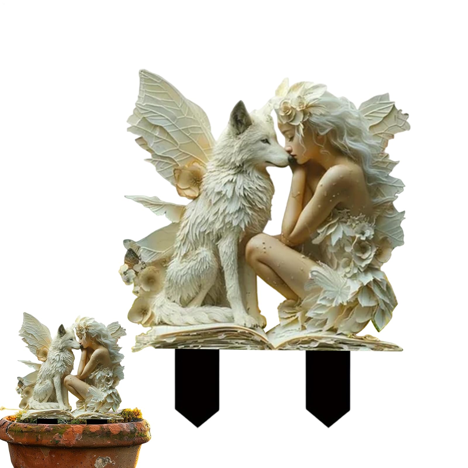 Bohemian Fairy Flower Pot Decoration, Handmade Fairy Figure for Balcony, Patio and Garden, Accessories for Lawn and Yard