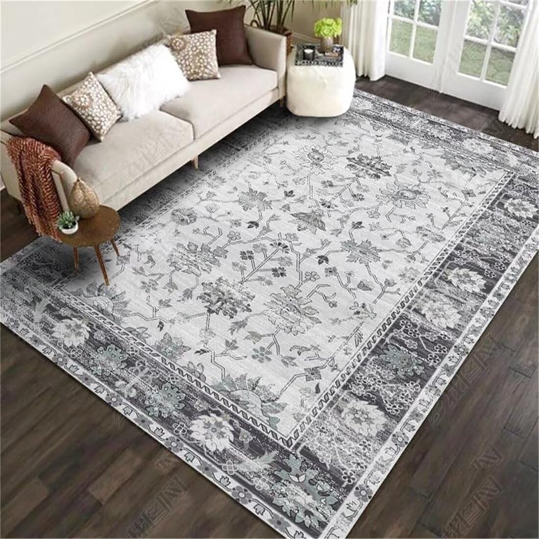 Grand tapis gris lavable de 160x280cm idéal pour la chambre