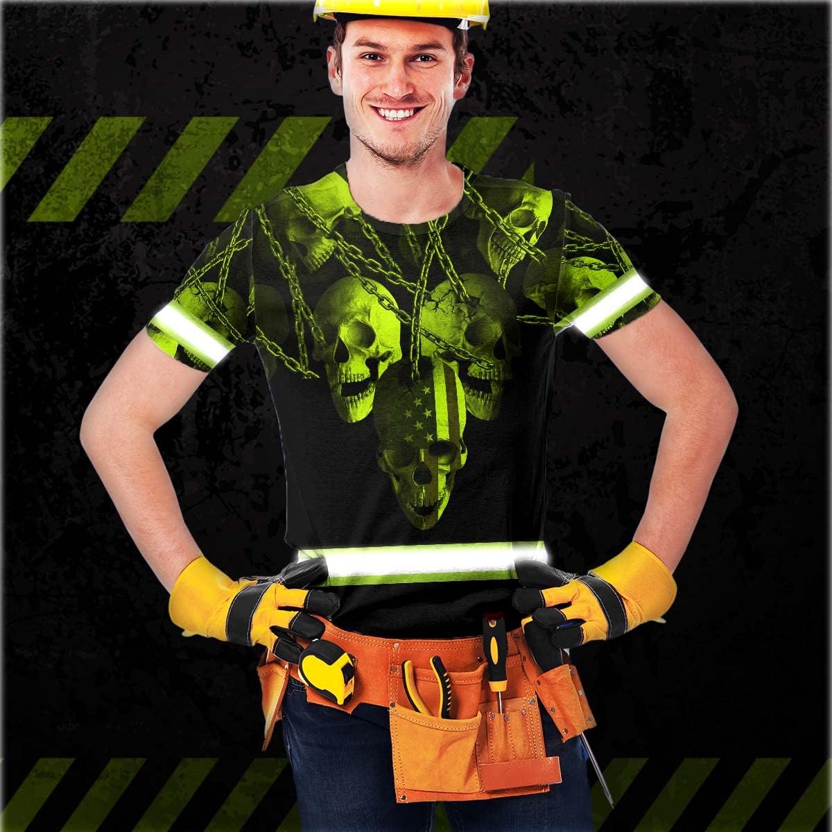 High Visibility Shirt Men Reflective Safety Shirts Custom Name for Patriot, Patriotic, Veteran, Military