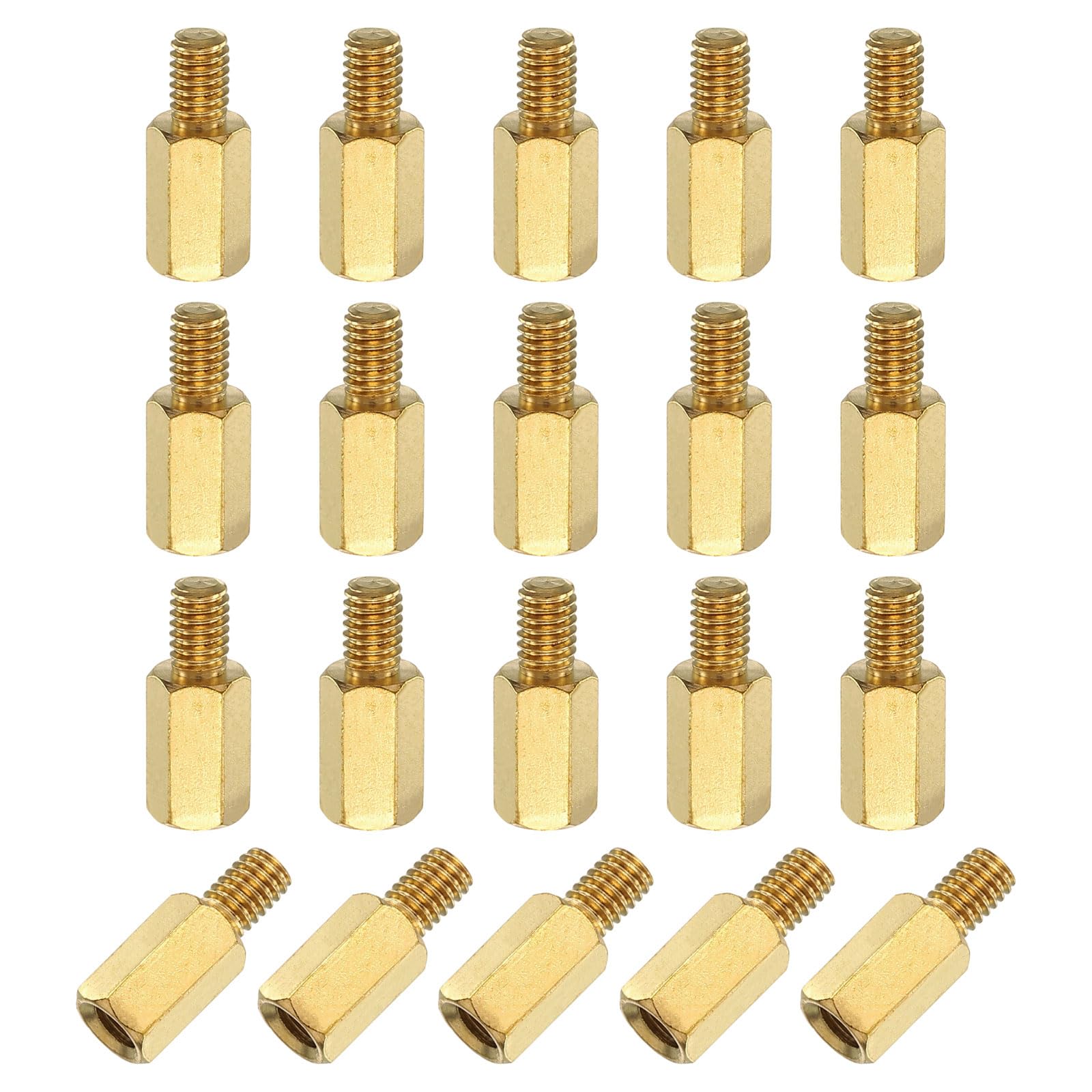 uxcell 20Pcs Male to Female Thread Spacer Screws, M4 x 10mm + 6mm Brass Hex Standoff Screws PCB Motherboard for Drone Quadcopter, Computer and Circuit Board-image-44