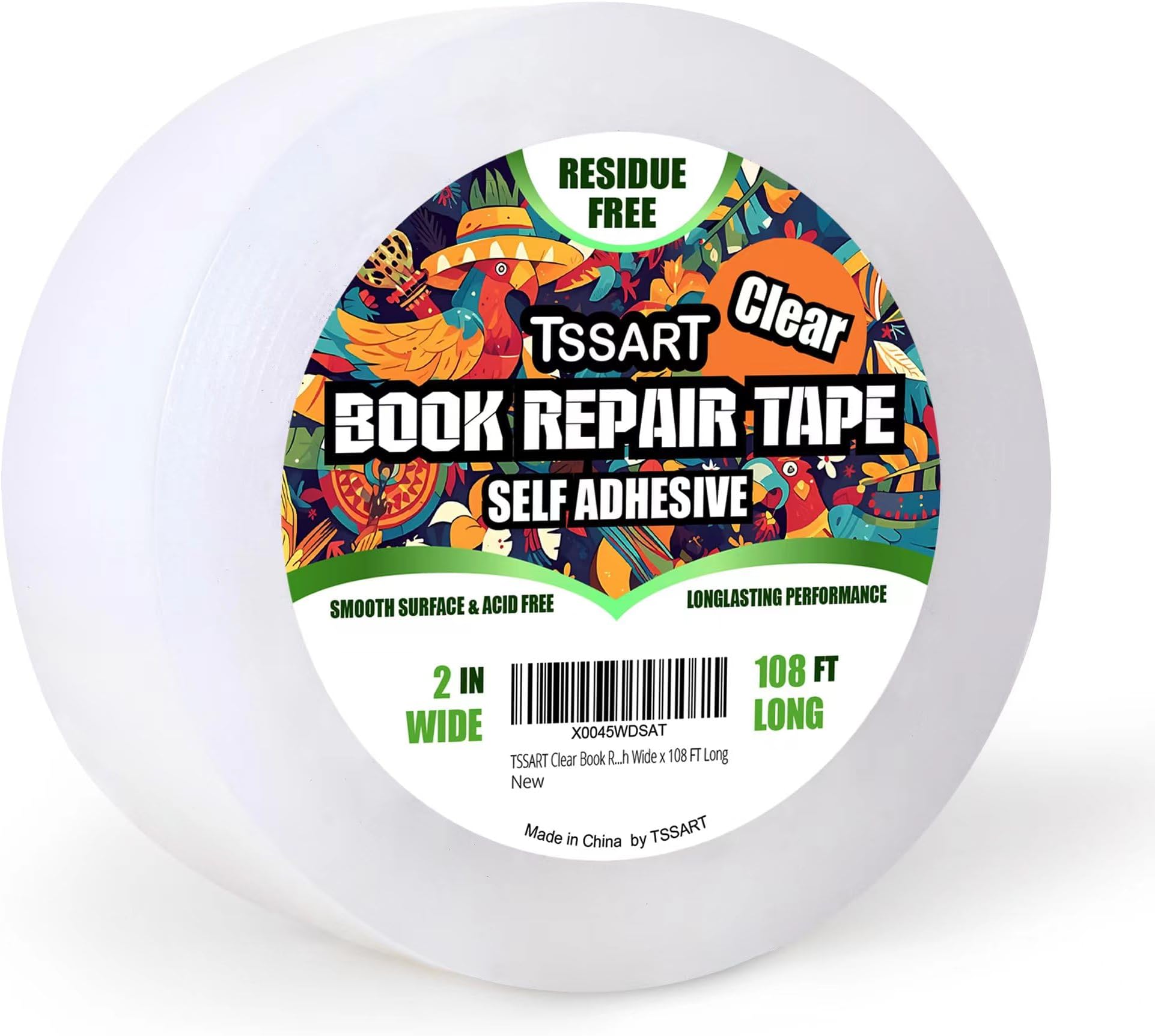 Clear Book Repair Tape - Self Adhesive Stretchable Tape, Essential Repair Tape for Reinforcing, Protecting, and Covering Old Books - 2 Inch Wide x 108 FT Long