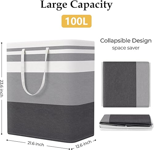 Miniatura 2 de StorageRight - Canasta de lavandería plegable grande con asas de fácil transporte, cestas de ropa independientes para lavandería, habitación,