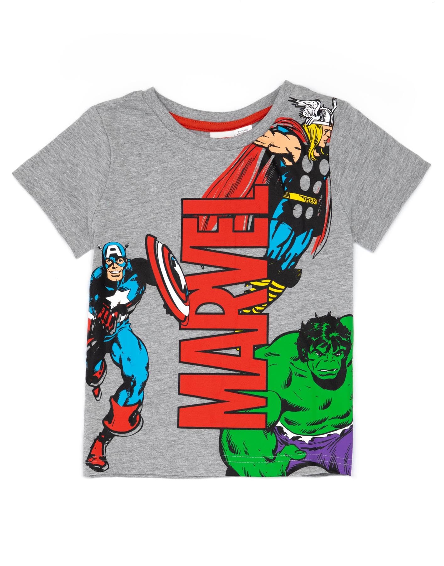 Marvel Pijama Niño Gris/Negro | Niño Thor Iron Man Hulk Capitán América Superhéroe Camiseta Shorts Cortos Pjs Set | Película Cómics Personajes Mercancías Regalos