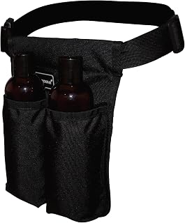 LANLAOER Massage Oil Waist Belt,Double Pocket Lotion Holder,Adjustable SPA Therapist Waist Organizer for Salon Professional Beauty Supplies,Not Bottle Included(Black)