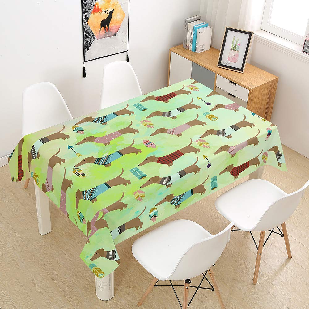Nappe rectangulaire teckel imperméable lavable 90x90 cm Plume Verte