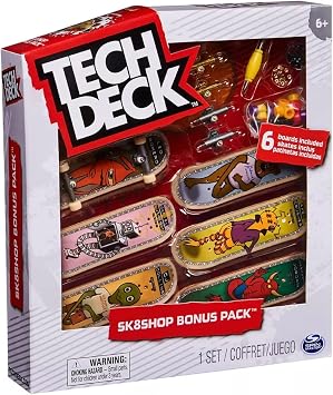 TECH DECK, Sk8shop Fingerboard Bonus Pack, Collectible and Customizable Mini Skateboards, 8 x 1.75 x 9 inches, 6066504