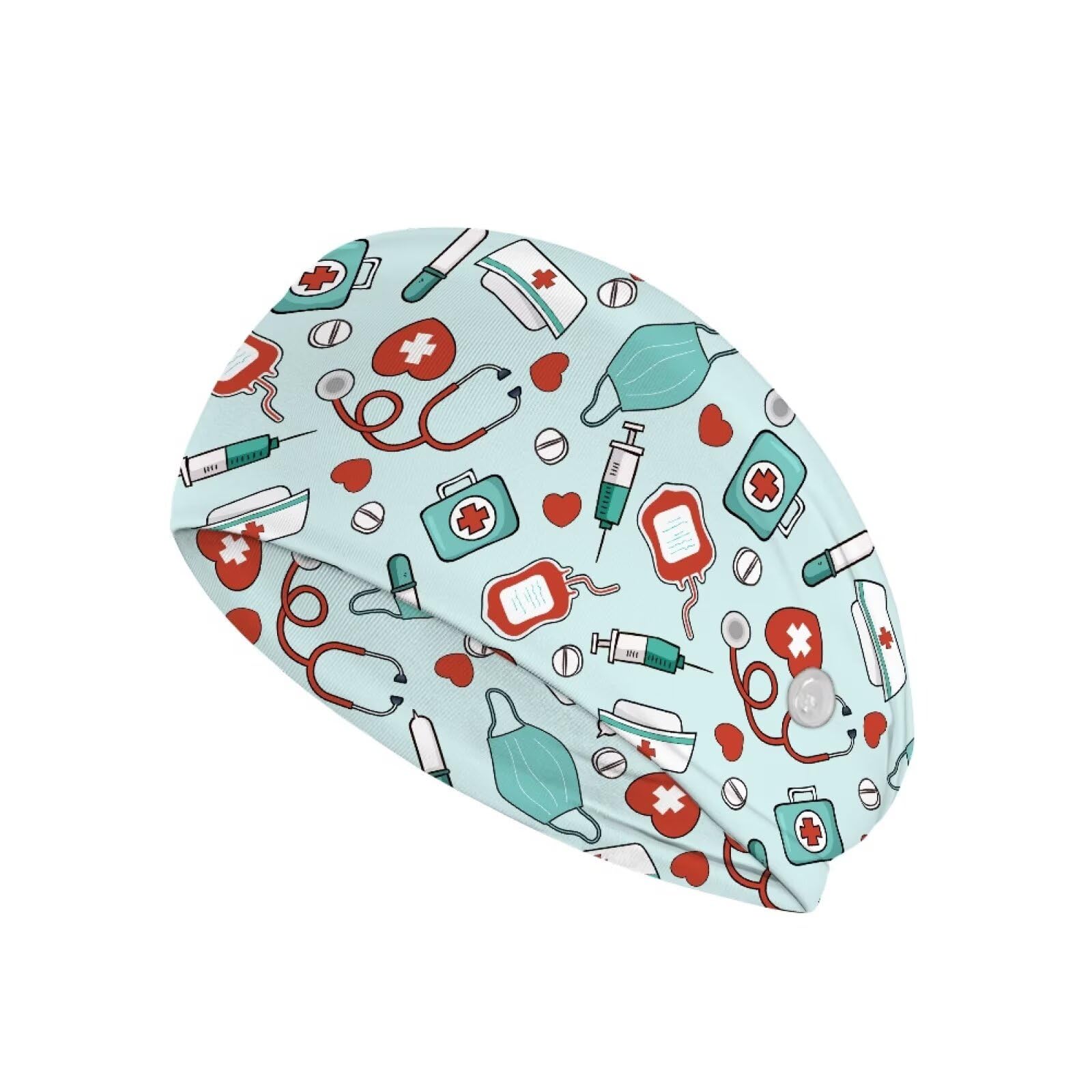 Gomyblomy Nurse Headband with Buttons for Mask Elastic Soft Wide Nurse Hair Bands Non Slip Face Covering Ear Protection for Nurses Doctors Womens