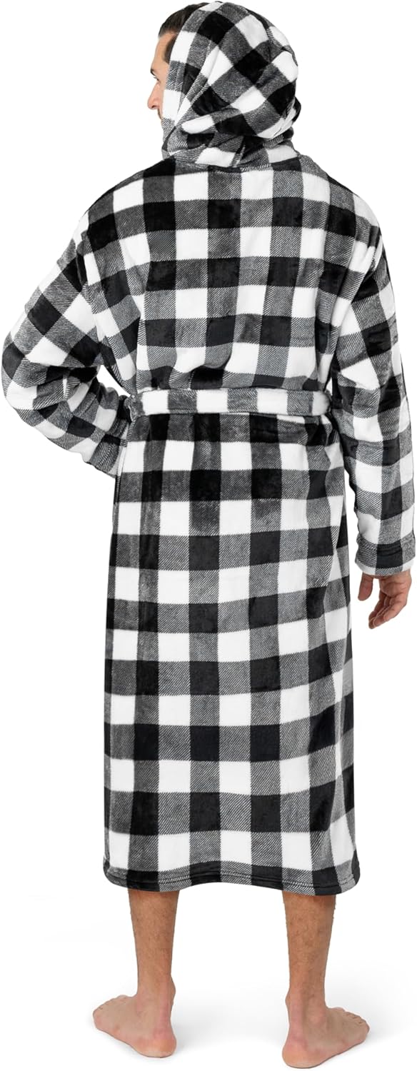 PAVILIA Mens Robe, Hooded Fleece Bathrobe for Men, Plush Long Warm Robe for Male Bath Spa - Image 3