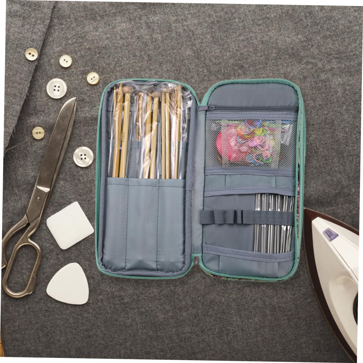 CORHAD Große Häkelorganizer Tasche aus Strapazierfähigem Material mit Reißverschluss Häkelnadel und Garnaufbewahrung für Strickprojekte Geschenk für Häklerinnen