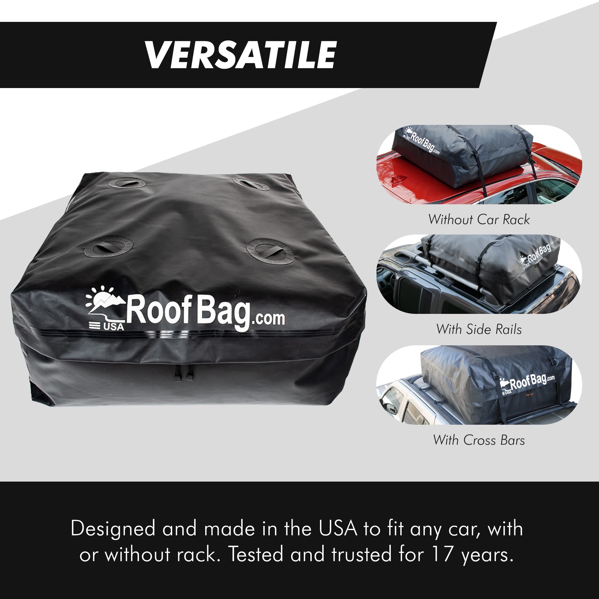 RoofBag Rooftop Cargo Carrier, Original Roof Bag Made in USA for Any