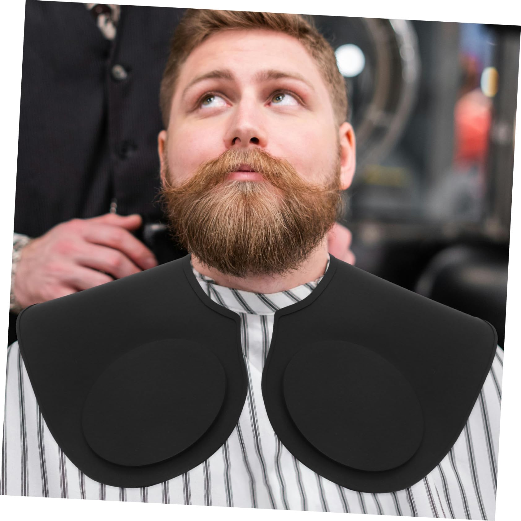 Silicona Grande Cape de Corte de Pelo para Salón Protector de Cuello para Adultos y Antipelo y Antitinte con Líneas Guía Auxiliares Negro