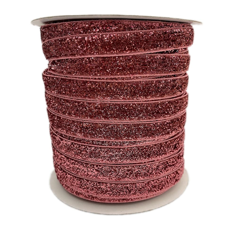 Nastro di velluto con glitter, nastro decorativo in raso, nastro per gioielli, nastro per regali, per l'imballaggio dei regali, cucito, decorazioni per matrimoni, decorazioni natalizie, rosa