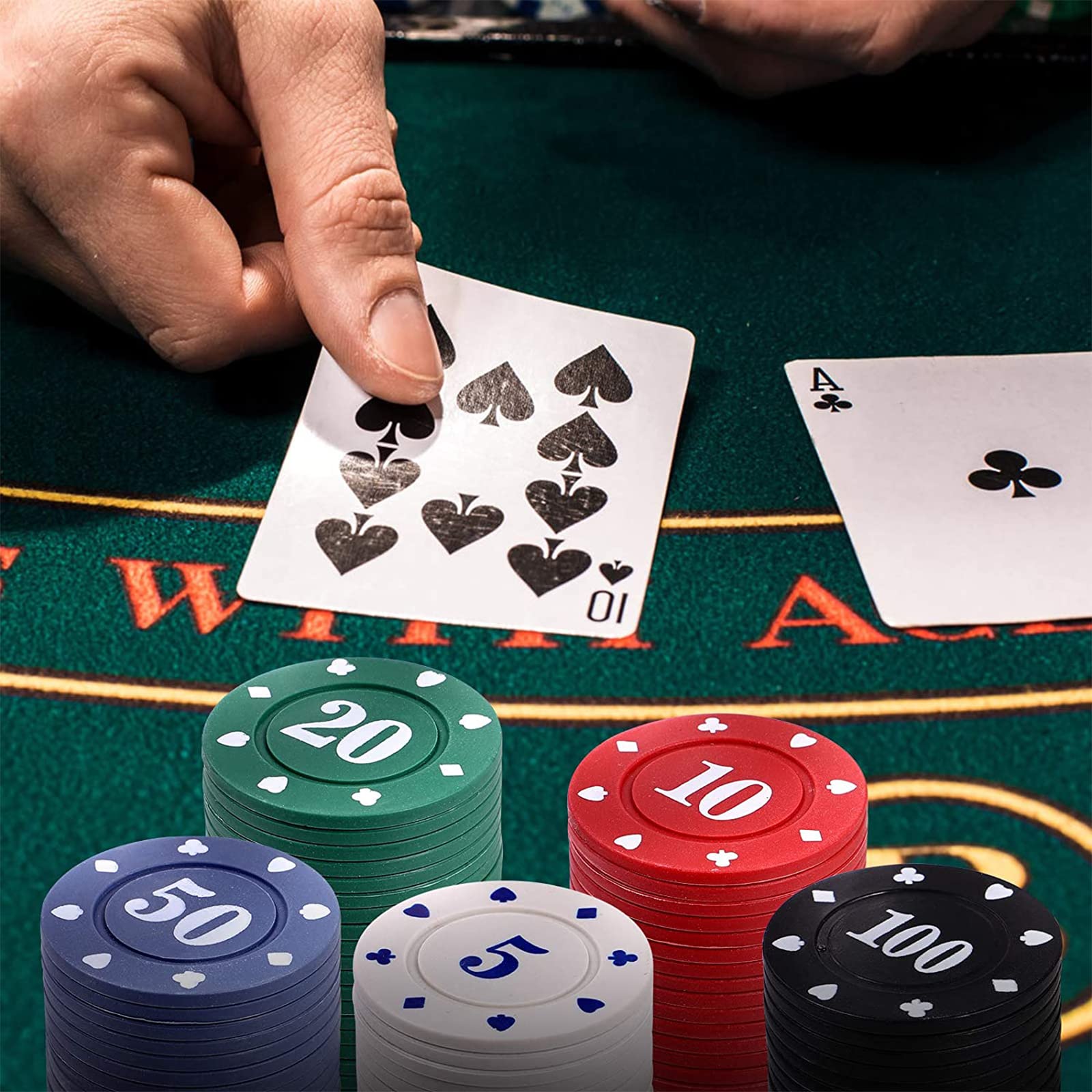 Fiches Da Poker 100 Pezzi - 5 Colori - Per Casinò Domestico, Giochi E Apprendimento Bambini - Foto 10