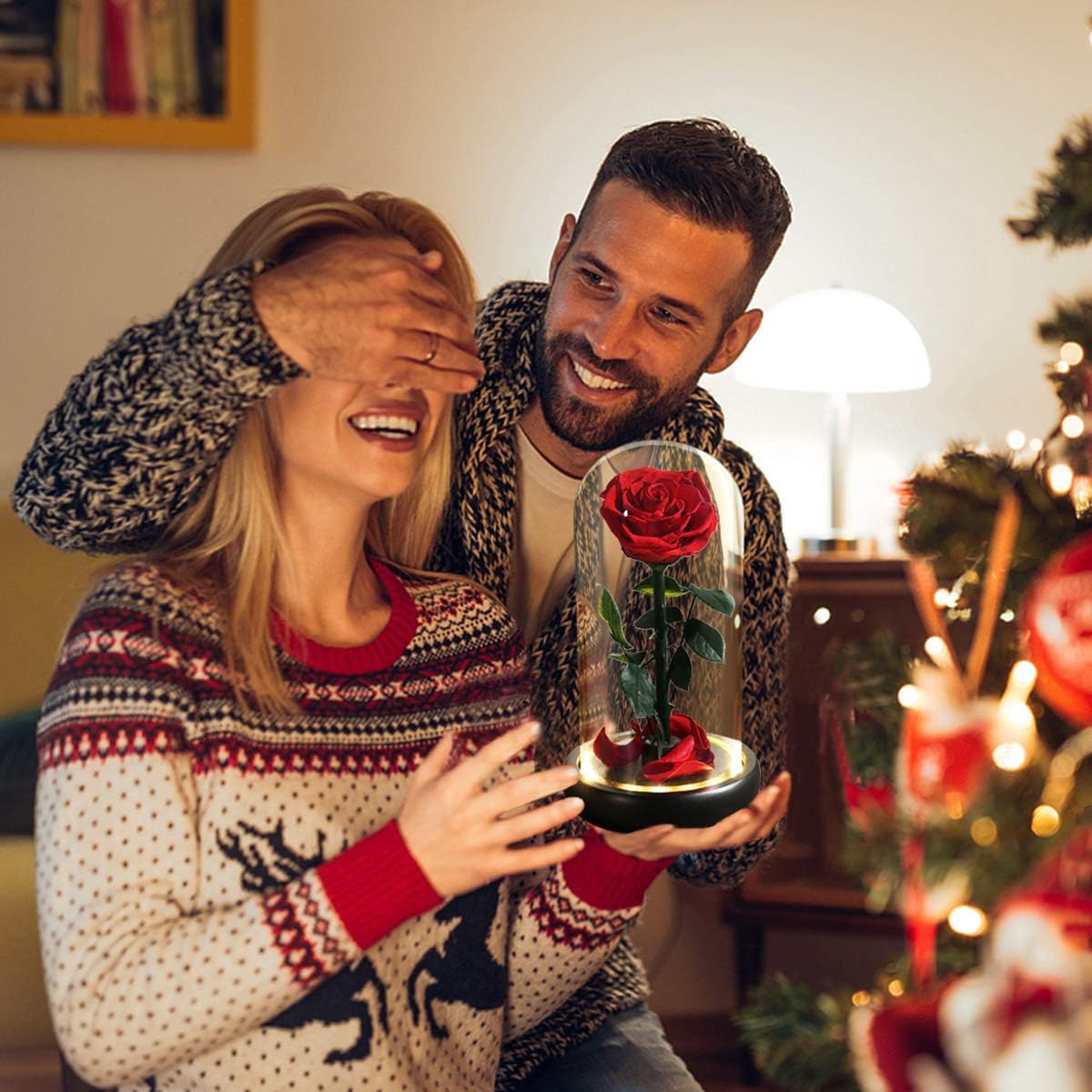 Valentines Day Gifts for Her,Valentines Flowers for Delivery Prime,Beauty and The Beast Rose in Glass Dome,Birthday Gifts for Women Her Mom Wife Girlfriend Grandma on Mother‘s Day Anniversary - Image 4