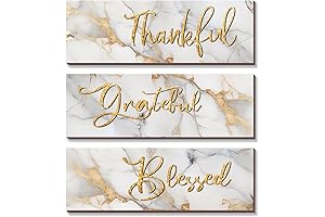 ONIZHITY 3Pcs White and Gold Bathroom Wall Decor