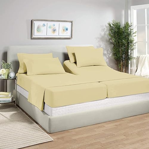 Miniatura 1 de Juego de sábanas divididas (5 piezas) para camas ajustables, 100% algodón egipcio de 800 hilos, sábanas divididas tamaño California King, sábanas